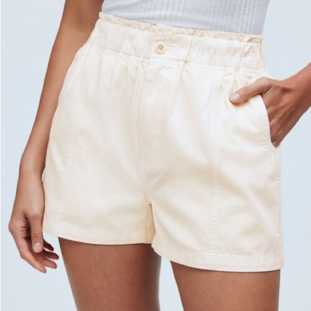 NWT Madewell Pull-On‎ Paperbag Shorts Garment-Dyed Edition Antique Cream